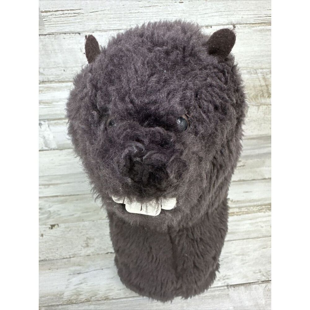 Vintage Nomad Beaver Buck Teeth Golf Head Cover Plush Brown Made in USA